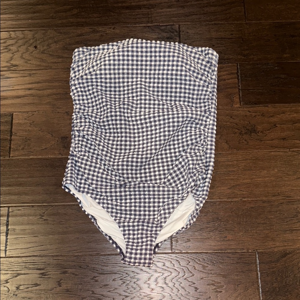 J Crew Blue and White Gingham Swimsuit